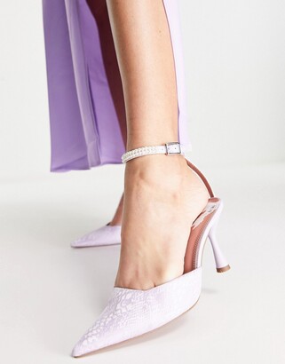 ASOS DESIGN Sparkle embellished mid heeled shoes in lilac - ShopStyle Heels