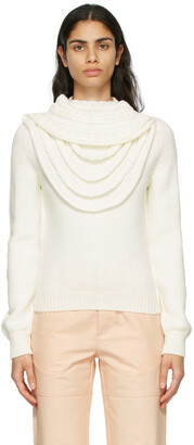 Loewe White Wool Braided Collar Sweater
