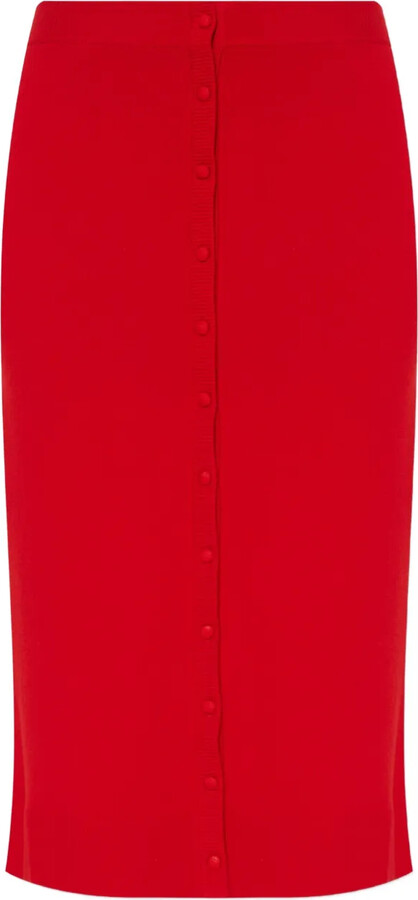 Victoria Beckham Button-Front Fitted Skirt