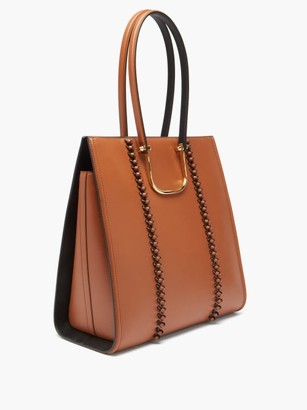 Alexander McQueen The Tall Story Whipstitched Leather Tote Bag - Tan