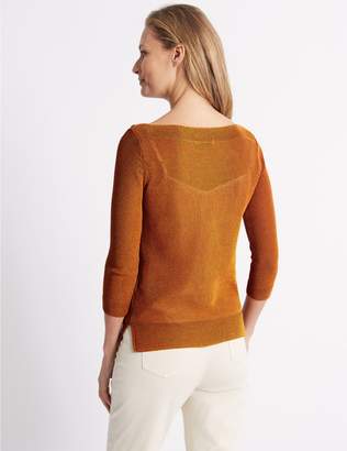 Marks and Spencer Cotton Rich Textured Scoop Neck Jumper