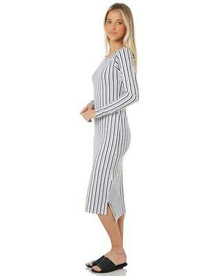 Swell New Women's Essential Long Sleeve Midi Dress Stripe