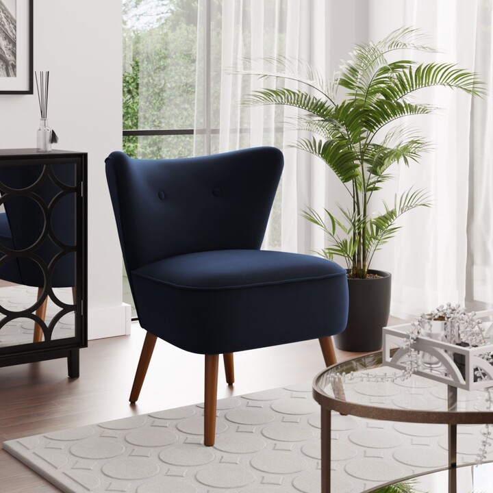 Dunelm Eliza Velvet Cocktail Chair Luxe Navy ShopStyle Armchairs & Recliners