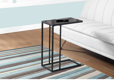 Wrought Studio Black Tempered Glass Side Table With Contemporary Style And Metal Base Suiting Any Interior Design Snack Ideal For Enjoying Snacks Drinks In Room