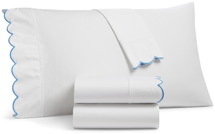 Closeout! Martha Stewart Collection Scalloped 400 Thread Count 100% Egyptian  Cotton Percale 4-Pc. Sheet Set, Queen, Created For Macy's Bedding -  ShopStyle