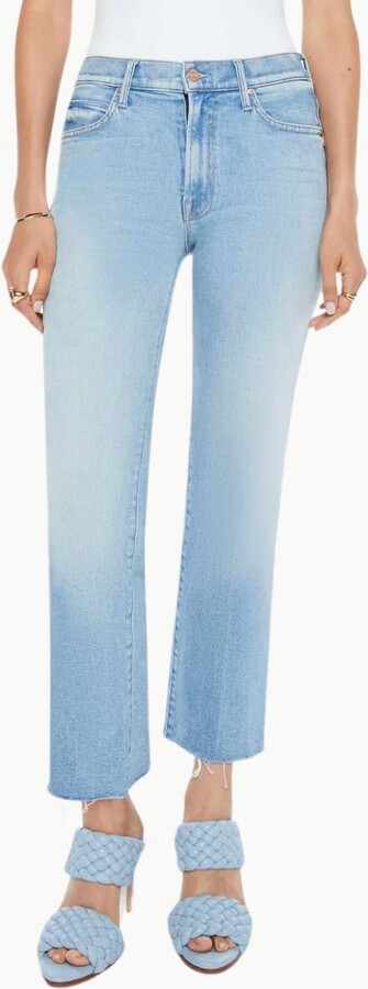 Mother Kick It Ankle Fray Straight Leg Jeans In Can You Dig It
