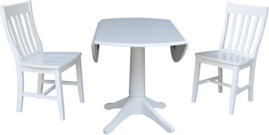 Canora Grey Sturges 3 Piece Drop Leaf Solid Wood Dining Set