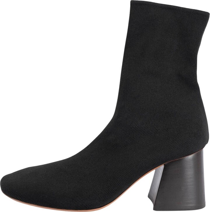 Celine Black Block Heel Knit Ankle Boots Shoes 37.5 (fit 38)