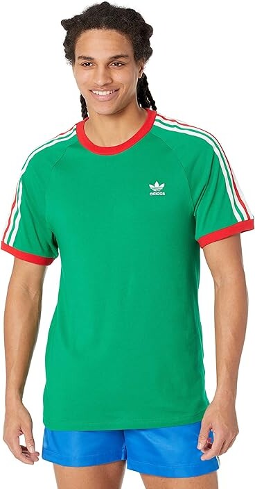 adidas 3-Stripes Tee (Vivid Green/Scarlet/White) Men\'s T Shirt - ShopStyle