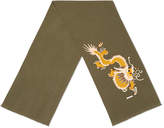 Thumbnail for your product : Gucci Embroidered Dragon Appliqué Scarf, Olive