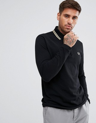 Fred Perry REISSUES Twin Tipped Long Sleeve Polo Shirt in Black