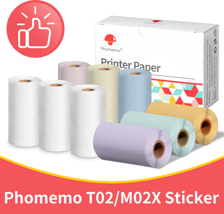 Phomemo 3 Rolls Self-adhesive Transparent Sticker Thermal Paper for T02 M02X Label Sticky DIY Photo Texts Study Notes Printing