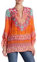Thumbnail for your product : Hale Bob Long Sleeve Embellished Print Silk Tunic