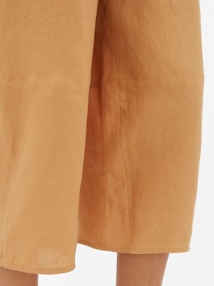 Loup Charmant Homer Paperbag-waist Cropped Linen Trousers - Light Brown