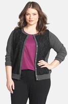 Thumbnail for your product : Vince Camuto Lace Panel Cardigan (Plus Size)