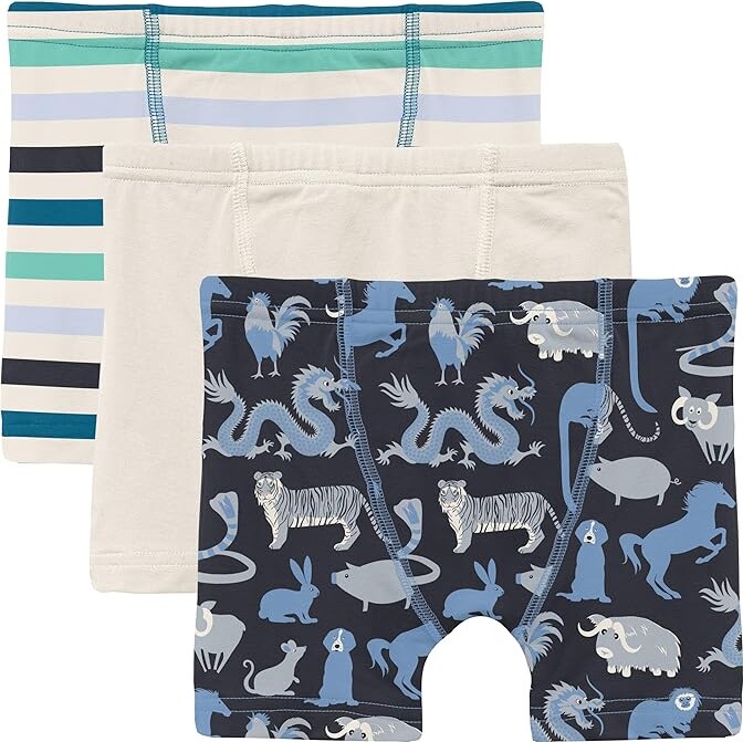 Kickee Pants Kids Print Boxer Briefs Set 3Pack (Little Kids/Big Kids) (Little Boy Blue Stripe