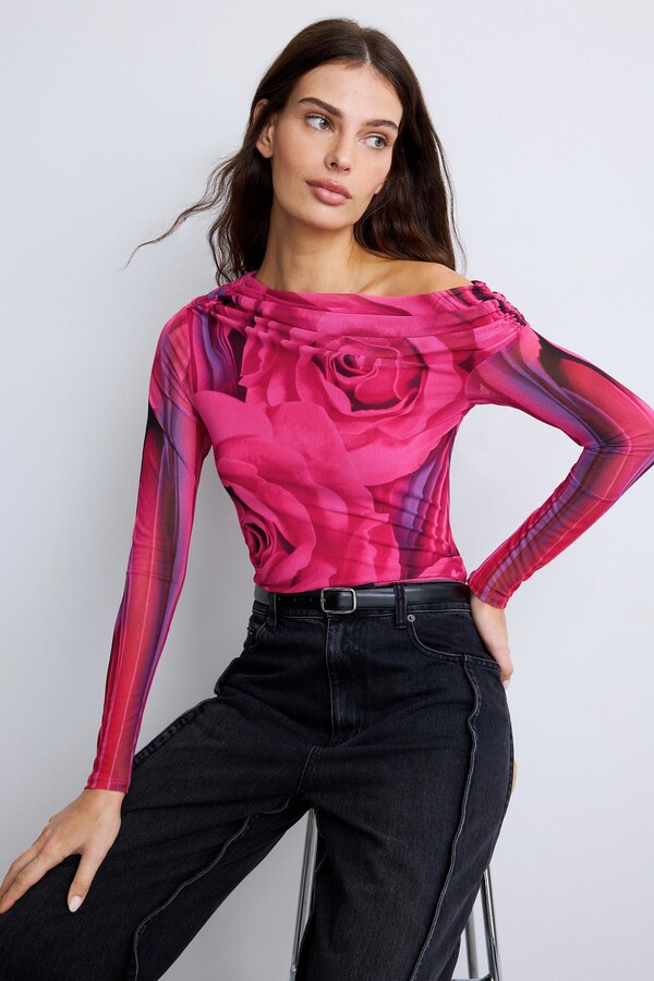 AFRM Mesh Barry Top Pink-purple-print
