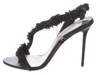Olgana Paris Leather Floral-Accented Sandals