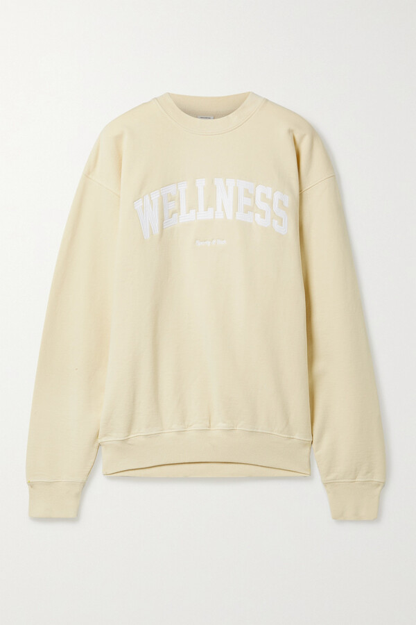 Sporty & Rich Wellness Embroidered Cotton-jersey Sweatshirt - Yellow -  ShopStyle