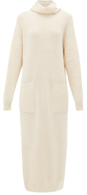 cream midi sweater dress