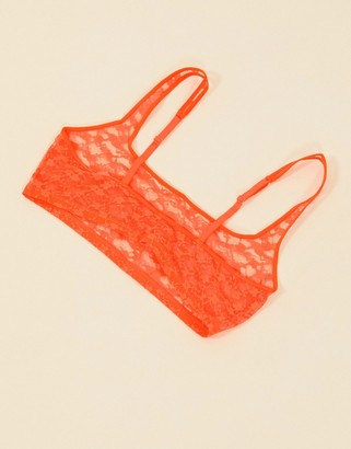 Weekday Christy soft lace bra in neon orange