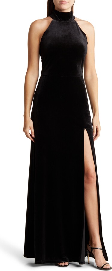 Love by Design Mock Neck Sleeveless Velvet Maxi Dress