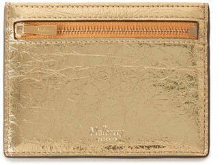 Mulberry Zipped Credit Card Slip Gold Crushed Metallic Leather