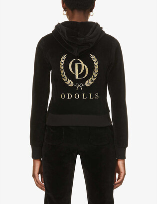 Odolls Collection Geer logo-embroidered cotton-blend velvet hoody