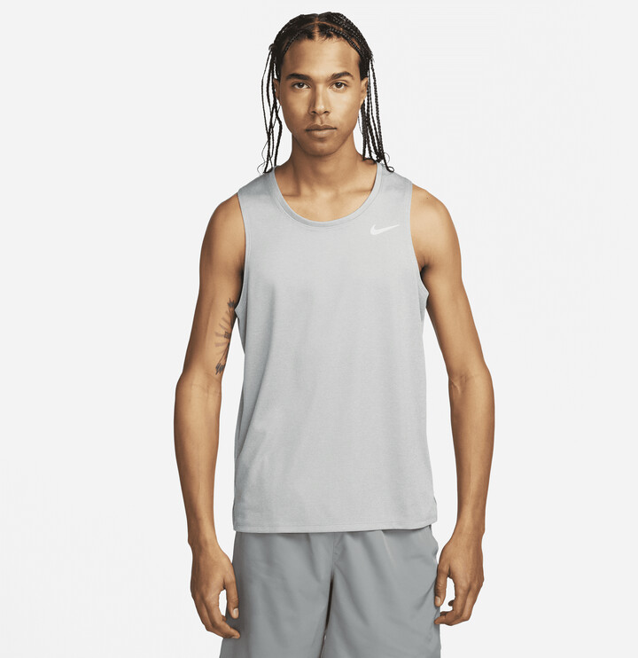 Nike Men's Miler Dri-FIT Running Tank Top in Grey - ShopStyle Shirts