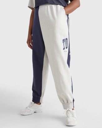 Tommy Jeans Women's Grey Sweatpants - THE ICONIC Exclusive - Curve Spliced College Sweatpants
