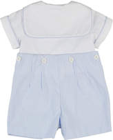 Thumbnail for your product : Florence Eiseman Ottoman Double-Breasted Sailor Shortall Set, Blue/White, Size 3-18 Months