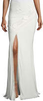 Haute Hippie Lux Crocheted Front-Slit Maxi Skirt, White