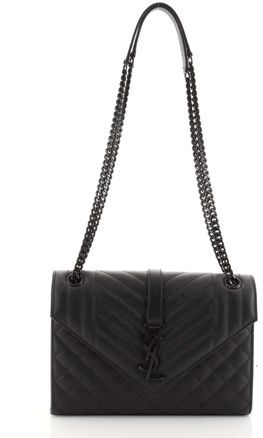 Saint Laurent Classic Monogram Envelope Satchel Quilted Leather Medium
