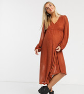 Thumbnail for your product : ASOS DESIGN Maternity long sleeve burnout stripe midi dress