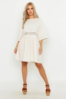 Thumbnail for your product : boohoo Plus Crochet Lace Linen Smock Dress