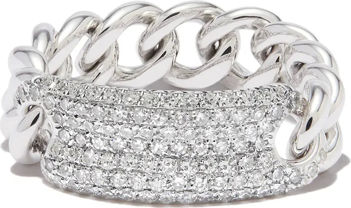 Shay 18K white gold id mini link diamond ring