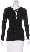 Thumbnail for your product : Ronny Kobo Rib Knit Lace-Up Sweater