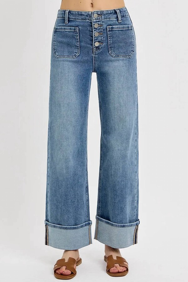 RISEN Denae High Rise Ankle Wide Leg Jeans In Light