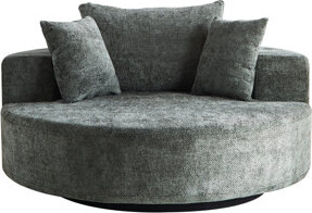 Rosdorf Park 55''L Chenille Foam Single Swivel Chair, Fluffy Modern Sleeper, 360 Degree Swivel Chair For Living Room, Bedroom, Lounge And Projection Room