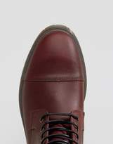 Thumbnail for your product : ASOS Design Lace Up Boots In Burgundy Leather With Ribbed Sole