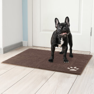 Dog Door Mat Entryway Rug with Non-Slip Back - Super Absorbent Microfiber Dog Mat for Muddy Paws, Wet Shoes, and Dog Bowls - Machine Washable Mud Mat