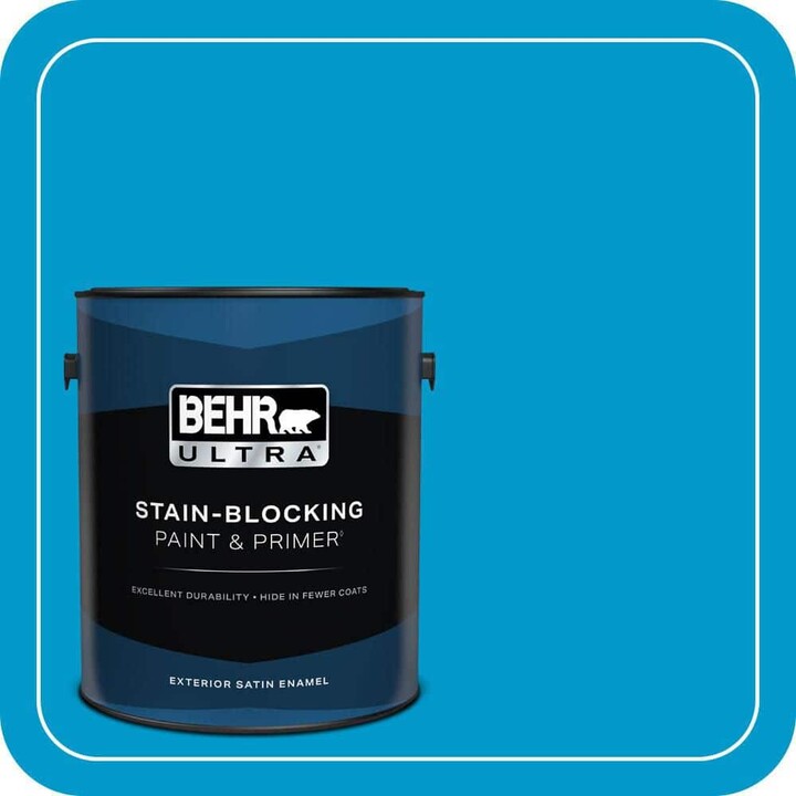 BEHR ULTRA 1 gal. #550B-6 Isle of Capri Satin Enamel Exterior Paint & Primer