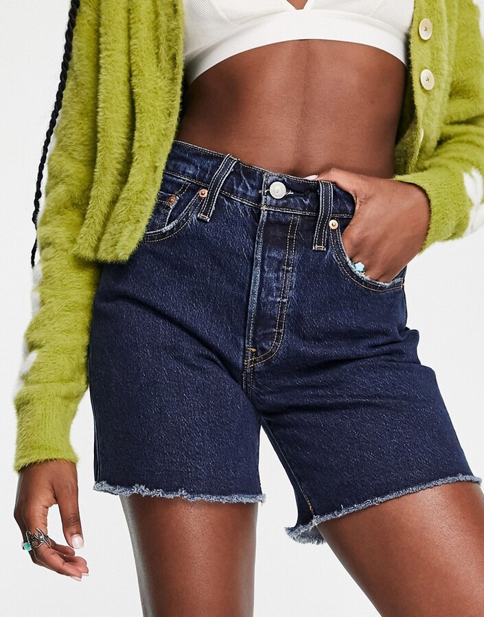 Levi's 501 mid thigh shorts in blue - ShopStyle