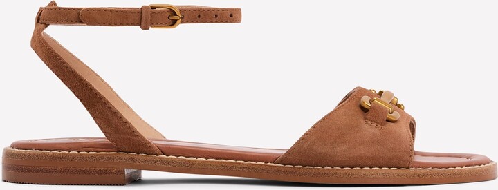 Iris Snaffle Flat Sandals, Ginger Snap