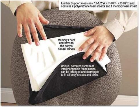 Master Manufacturing Master Caster Company MAS92061 Lumbar Support Cushion- 12-.50in. x2-.50in. x7-.50in.- Black