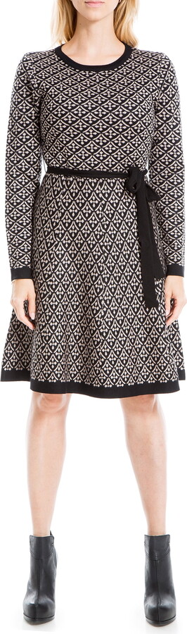 Max Studio Women’s Long Sleeve Fit & Flare Sweater Dress