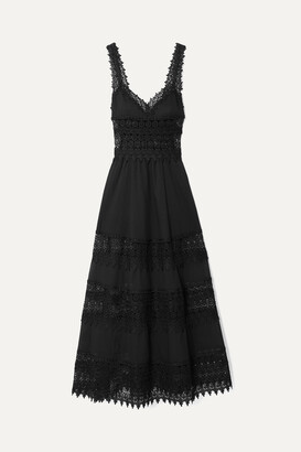 Charo Ruiz Ibiza Sophia Crocheted Lace-paneled Cotton-blend Voile Maxi Dress - Black