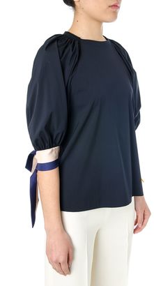 Christian Dior Blue Shirt With Knotted Ribbons