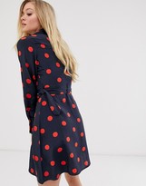 Thumbnail for your product : Neon Rose mini tea dress with buckle belt in polka dot