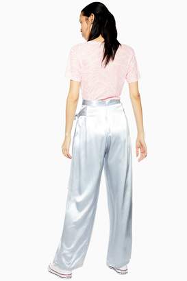 Topshop Double Belted Satin Wide Pants